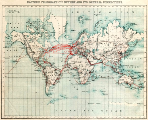 1901 World Map of Undersea Cables